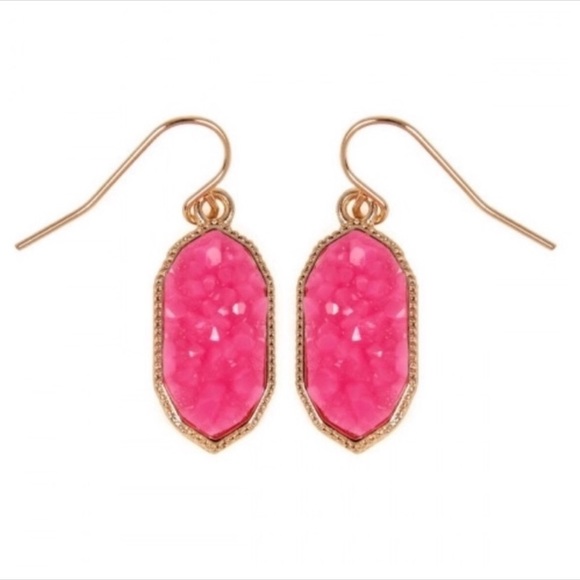 Pink druzy earrings - Picture 2 of 2